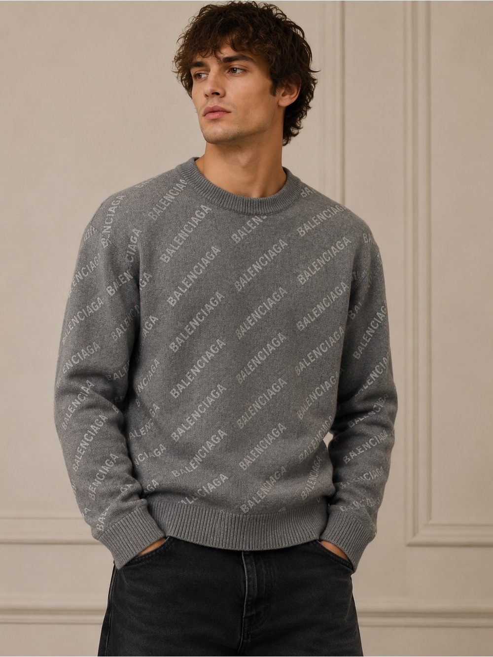 Brand New Balenciaga Reflective Cashmere Grey Sweater - Retail $1650